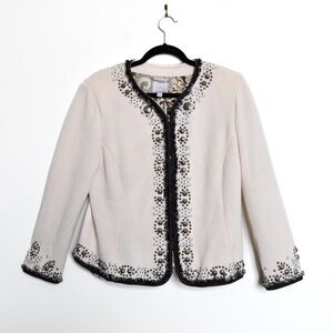 ST. JOHN Embellished Knit Jacket – Pearl & Sequin Trim